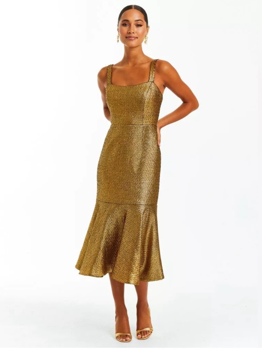 NWT Mestiza New York Jody Midi Gold Dress Sz 4